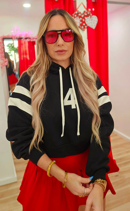 4" Black Hoody Sweater