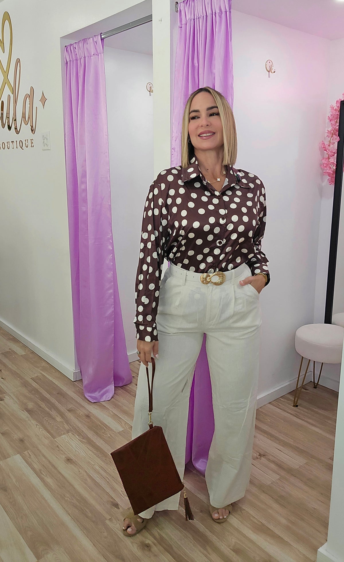 Beige" Trouser Pants with belt