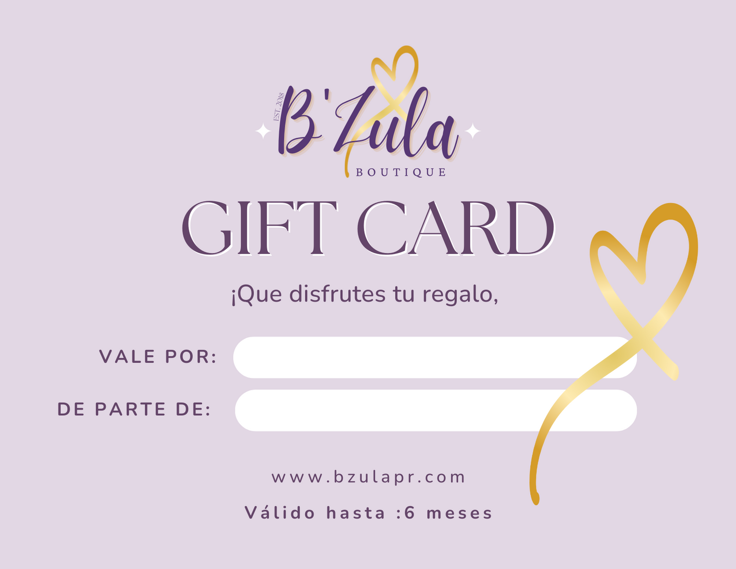 B'Zula Gift Card